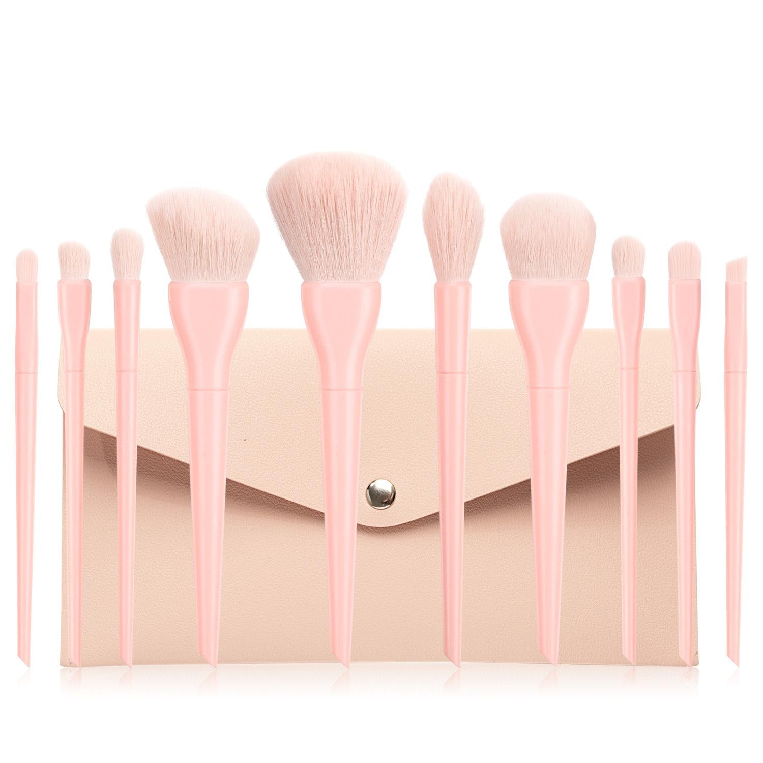 Candy color 10 cosmetic brushes set plastic short rod soft bristles Candy color 10 cosmetic brushes set plastic short rod soft bristles